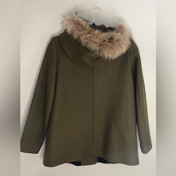 Sandro Wool Coat with Fur-Trimmed Hood - Size EU 36 - Picture 4 of 16